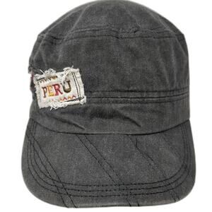 Morpho Army Cap Gray OSFM Peru Flag Frayed Patch Washed Embroidery Cotton Hat